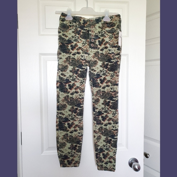 Anthropologie Pilcro corduroy denim skinny cropped high rise jeans Size 27 green - Picture 2 of 9